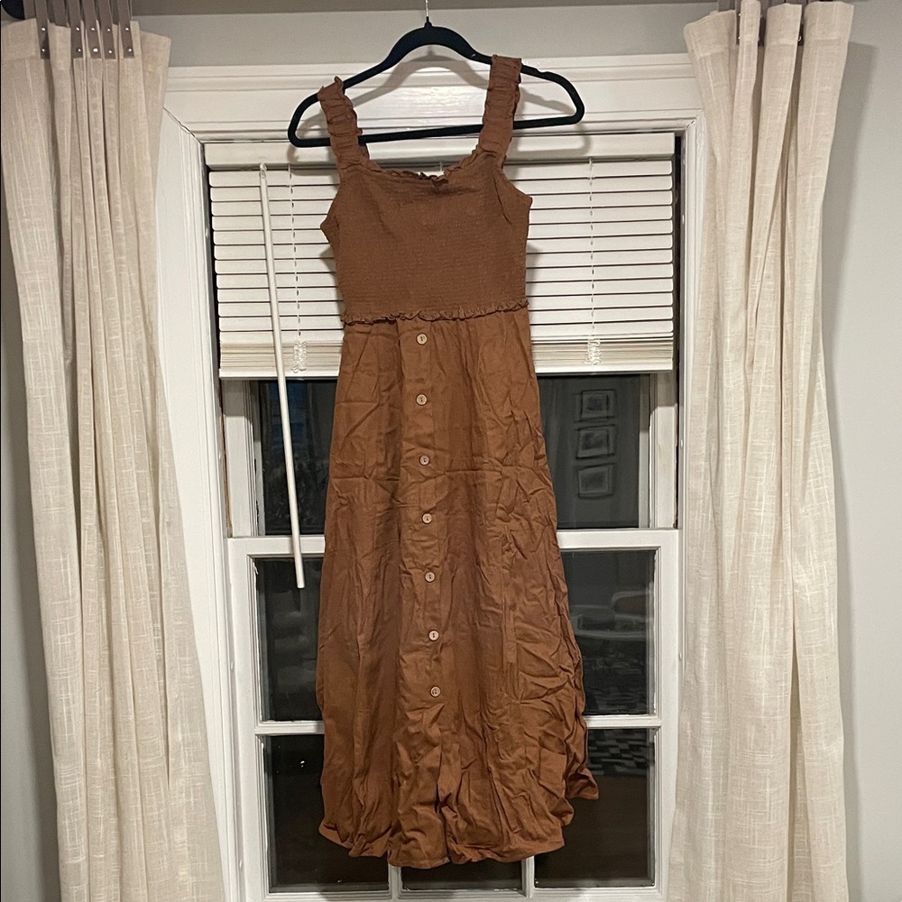 Blu Pepper Chocolate Button-Front Maxi Dress - image 1